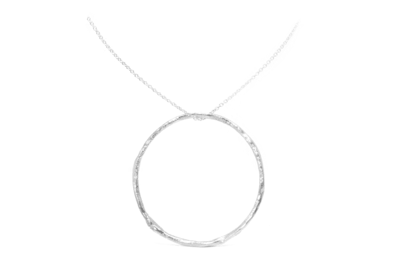 Wabi Sabi silver pendant with a silver chain