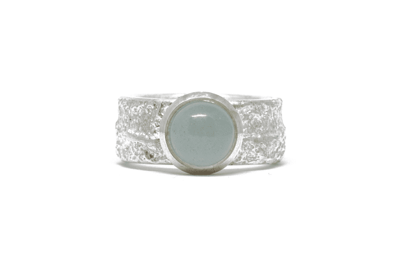 Wabi Sabi Frast ring with milkey green aquamarine