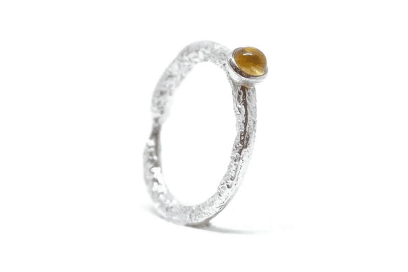 Wabi Sabi silver ring with a gemstone