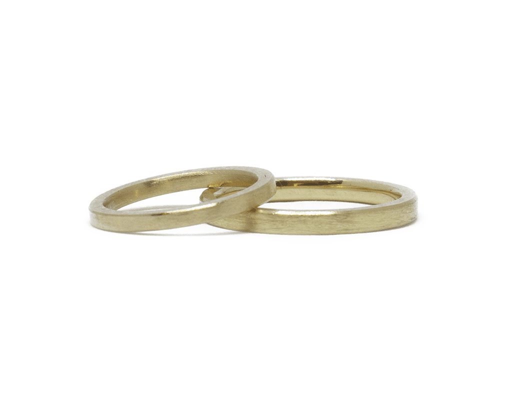 Wabi Sabi wedding rings in gold